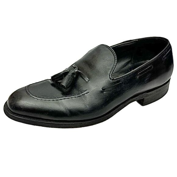 Hanover 3596 Master-Flex Black Men’s Calf Tassel Loafers Size 7.5 EEE Vintage - Picture 2 of 12